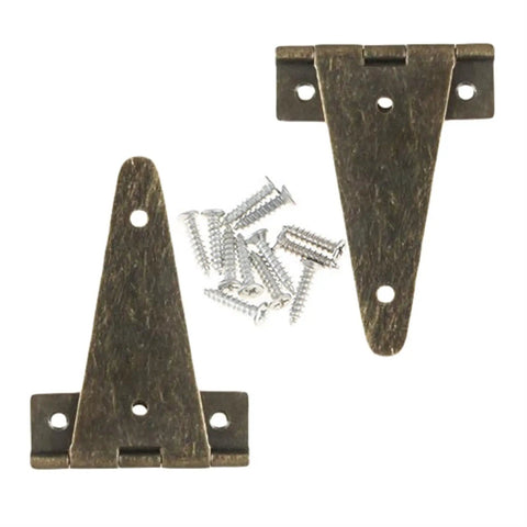 Heavy Duty T Hinges For Cabinet Doors Barn Wood Boxes And Furniture, 10.1x6cm steel brackets with screws included.