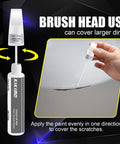 Pearl White Multi Coat Touch Up Paint Kit For Tesla Model Y 3 S X, brush applying paint on car surface to cover scratches