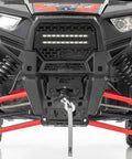 Heavy Duty Winch Mounting Plate For Polaris RZR XP 1000 2014 Through 2022 Black Steel Construction mounted on front vehicle