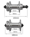 Durable Aluminum Bike Wheel Hubs Set For Disc Brakes 36 Hole Quick Release One Pair Front 100mm And Rear 135mm Width