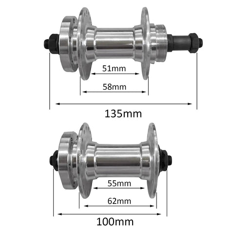 Durable Aluminum Bike Wheel Hubs Set For Disc Brakes 36 Hole Quick Release One Pair Front 100mm And Rear 135mm Width