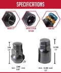 Specifications of All Purpose Lug Lock Kit With 4 Locks And Key 1/2 Inch 20 Thread Closed End Bulge 35mm 1.38 Inch Long Black Wheel Lock
