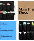 Heavy Duty Over The Door Shoe Organizer With 24 Roomy Pockets, showcasing versatile storage for crafts and cleaning supplies.