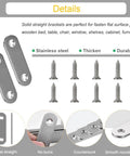 20 Pieces Stainless Steel Straight Brace Brackets 2 Inch Flat Mending Plates With Screws for wood furniture repair with counterbored design