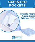 Close-up of Go-To Under Furniture Magnetic Vent Extender Kit showing clear material and magnet attachment detail.