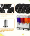 Premium Magnetic Impeller And Heavy Duty Bearing Housing For Cold Drink Machines Keeps Beverages Rolling Smooth And Stops Chunky Residue In A Dope Three Pack showing black impellers and stainless steel bearing.