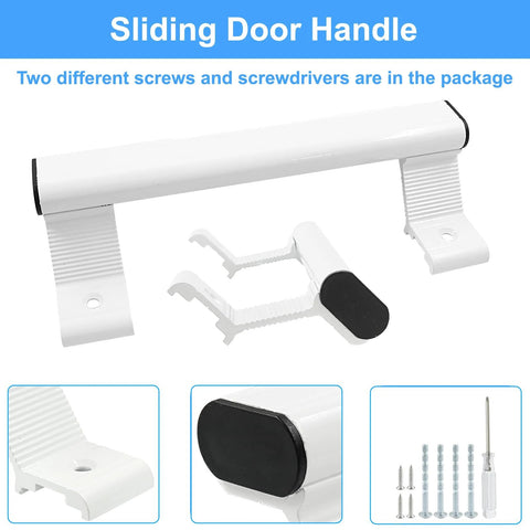 Two Pack Sliding Glass Door Handles White Aluminum Alloy Durable Modern Pull Handles For Right Or Left Swing Patio Doors Rust Resistant Metal Door Pulls With Six And Five Eighths Inch Mounting Hole Spacing