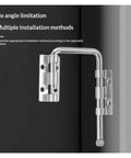 ZOMMRFVG 1Set Non Perforated metal door latch showing multiple installation methods on a dark background.