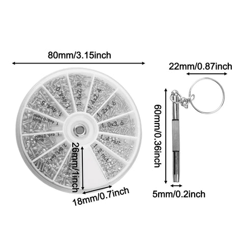 600 Piece Mini Screw And Nut Repair Kit With A Handy 3 Way Screwdriver Stainless Steel Fasteners In a Compact Organized Case