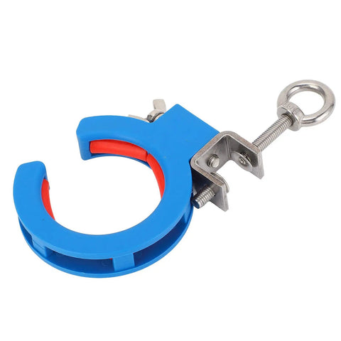 Cable Tray Roller 65mm Clamp Adjustable Wire Pulling Pulley For Inside Outside Corner Use Blue With Easy Install And Tension Control Stable Guide Roller Delivers Smooth Wire Runs. blue 65mm clamp roller with stainless steel bracket and eye bolt