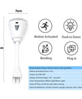 Plug In Motion Sensor Night Light With Infrared PIR Auto On In Dark 6W LED AC 85 265V US Plug White Light dimensions and features