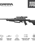 Powerful BB and pellet rifle for adults with 20 inch rifled barrel adjustable fiber optic sights and 4x15 scope