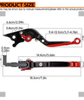 Sick CNC Brake And Clutch Lever Kit For Yamaha Mt10 Mt-10 2016 To 2019 Moto Bike Handlebar Control With Cool Knobs And Grips Upgrade Your Ride Fast. size chart, CNC aluminum lever kit, black and red, 18.3 cm