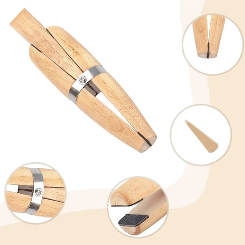 Wooden Ring Clamp With Leather Jaws And Dope Wedge Lock For Easy Ring Setting And Jewelry Making Handy Tool, 95mm max, 1 piece