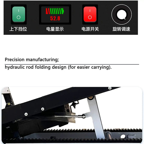 Control panel of Heavy Duty Electric Stair Climbing Hand Truck Dolly for Moving Furniture Effortlessly with battery level indicator.