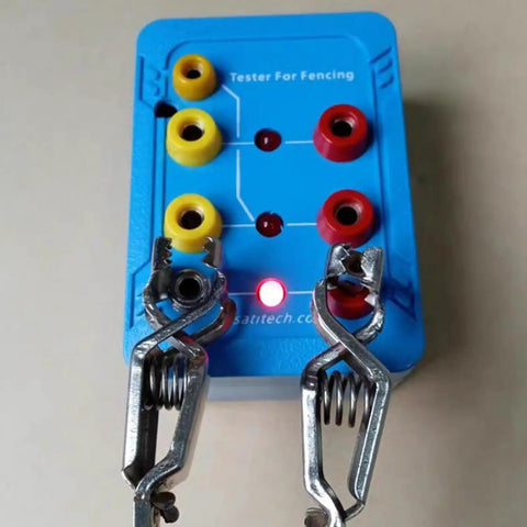 Fencing Gear Diagnostic Tool With Color-Coded Slots And Indicator Lights For Epee, Foil, And Saber Blades testing equipment.