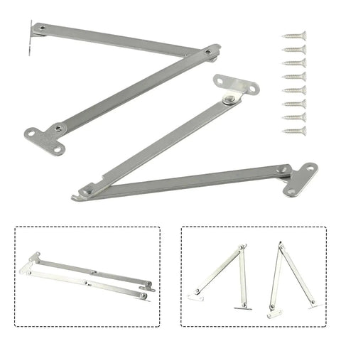 Two Pack Stainless Steel Cabinet Door Lift Up Stay Hinges For Cupboards And Furniture Built Tough Durable Supports