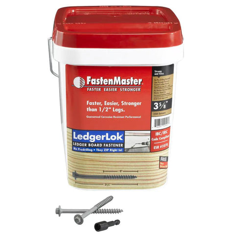 Container of Three And Five Eighths Inch Lag Screw With Built In Washer Hex Head For Easy Code Compliance ESR 1078 Industrial Grade Corrosion Resistant