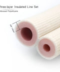 Three-layer insulated line set from Sixteen Foot Mini Split Line Set With Copper Pipes One Quarter Inch And One Half Inch OD Plus Three Eighth Inch White PE Thickened Insulated Coil.