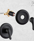 Matte Black Shower Trim Kit With Six-Spray Shower Head And Included Valve, Tub Spout, Arm, And Six-Inch Extra Large Head, CuPC