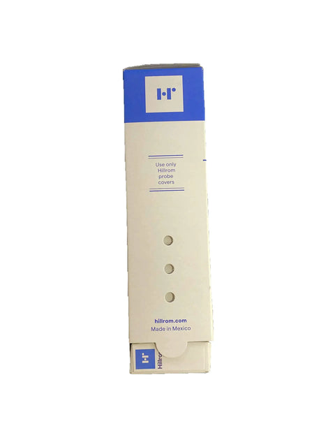 Side view of a 250 count box for Temperature Probe Cover for SureTemp. Disposable clear transparent medical covers.