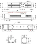Slick Xyz Axis Motorized Slide Table T Type Linear Guide Rail Stage technical drawing with dimensions for DIY projects.