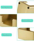 Close-up of Gold Wood Sticky Note Holder for 3x3 Post It Notes, showing non-slip base, polished edges, and solid wood.