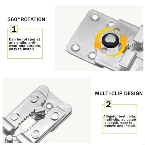 Heavy Duty Sectional Sofa Connectors 9 Piece Set With 155mm Iron Plug Buckles, showing multi-clip design and rotation features.