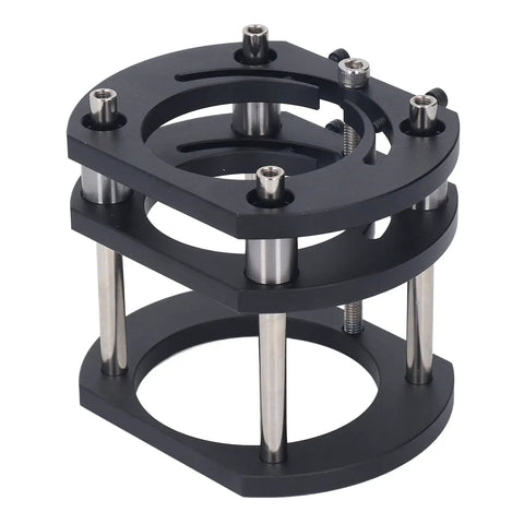 Built Tough 4 Jaw Router Lift System For Workbench Mount aluminum alloy body with stainless steel posts, ideal for precise routing.