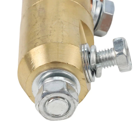 Stomp Out Wire Wrangling With This 360 Degree Rotatable Welding Ground Clamp Made From Solid Brass For Smooth Current Flow And Zero Hassle While Boosting Your Efficiency On The Job Site Today - close-up of brass clamp with bolts.