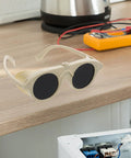 Heavy Duty Welding Goggles 5 Pack, Boss Level Eye Shield Against Hot Sparks And Metal Grinding, Impact Resistant Safety Glasses on a workbench.