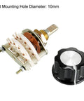 4 Pole 5 Throw Rotary Switch with 2 Deck Band Channel, plastic knob, 24 pins, 10mm mount hole, 6mm shaft, DIY electronics, audio projects