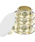 Hella Dope Decorative Fire Sprinkler Covers For Concealed Head Valves Rock Solid Metal Nozzle Caps, three caps viewed from above.