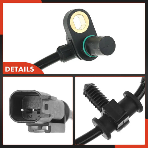 Street Ready Set Of Two Front Abs Wheel Speed Sensors Fit Ram 2500 And 3500 Trucks 2014 Through 2018 close-up details of sensor connector and mounting features.