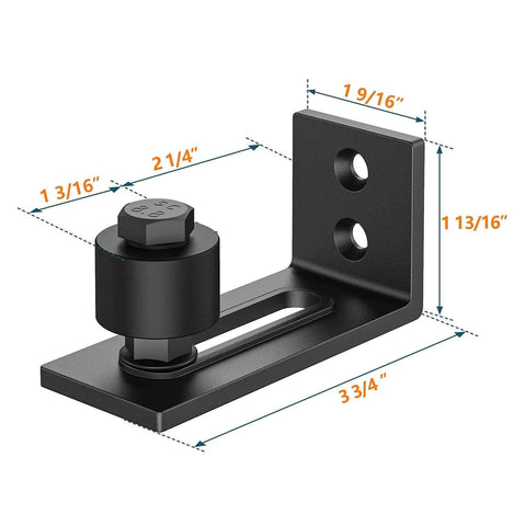 Heavy Duty Sliding Barn Door Floor Guide With Adjustable Roller, Flush Bottom Design, 2 Pack, Stainless Steel Brushed Finish