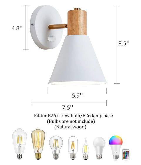 White Wood Wall Sconce Set Of 2 Adjustable Reading Lamps Dope Nordic Style Wall Lights For Bedroom Hallway And Living Room Hardwired E26 Bulb Compatible Easy Install Soft Ambience