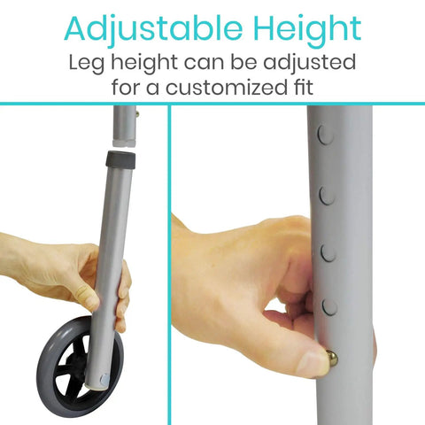 Heavy Duty Walker Wheels And Ski Glides Conversion Kit Built Like A Tank for adjustable height leg fitting.