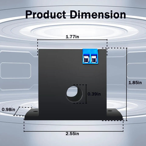 AC Current Sensing Relay For 0 To 30 Amps Normally Open Switch Output Current Monitoring Relay dimensions shown with magnetic induction