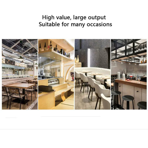 Premium Automatic Ice Cube Maker Pulling Forty Kilos Daily in stylish restaurant settings with bar and dining areas.
