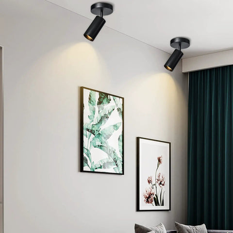 Black GU10 Ceiling Light With 360 Degree Horizontal Rotation And 90 Degree Tilt Adjustable Spotlight Double Head Downlight