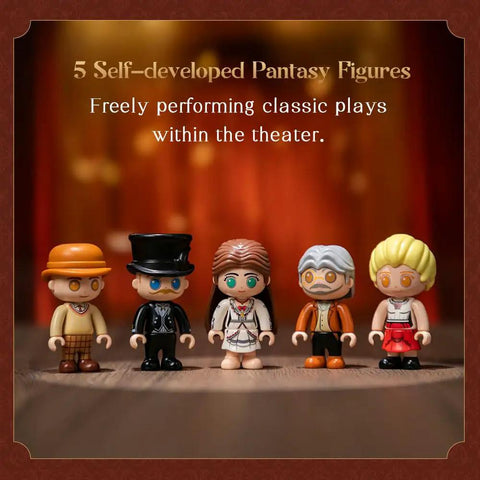 Mini figures from Vintage European Grand Theater Building Set With Crystal Chandelier, Transparent Dome And Expandable Street Scenes