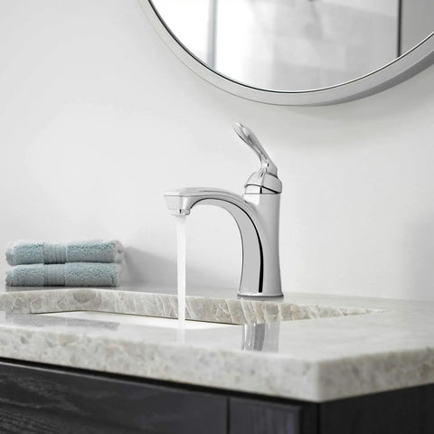 Avalon Two Handle 8 Inch Widespread Bathroom Faucet in Polished Chrome Deck Mount Water Efficient Design running water in modern bathroom