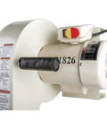 Close-up of W1826 Wall Mounted Dust Collector with 2.5 Micron Filtration, 1 HP motor, in white finish, showing side details.