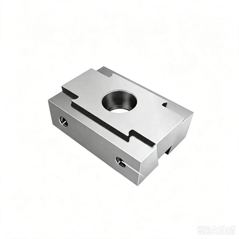 One Piece M8 Double Sided Clamping Block For CNC Machining Quick Swap Jaw Fixture Wide Base Setup showing side view with holes.