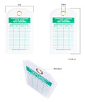 Heavy Duty Emergency Shower And Eye Wash Test Record Tags displayed at various angles, solid brass grommets, size 3x5-3/4 inches.