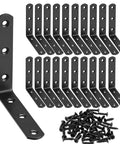 Workhorse Heavy Duty Matte Black L Brackets 20 Pack 3.1 By 3.1 Inch Right Angle Corner Supports and screws