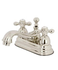 Restoration Style 4-Inch Centerset Bathroom Faucet with Pop-Up Drain, Polished Nickel Finish, 4.5-Inch Reach, Classic Retro Look