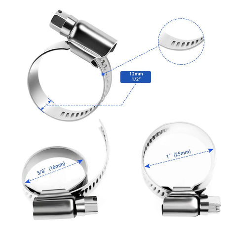 Heavy Duty Stainless Steel Hose Clamps 14 Pack Adjustable Worm Gear Drive For Fuel Injection Lines And Radiator Hoses Size Five Eighths To One Inch Built Tough With Killer Grip And Zero Rust Promise For Every Badass Diy Mechanic Nationwide