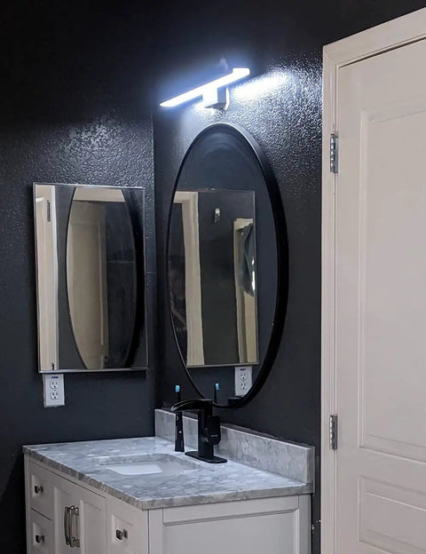 Black 24 Inch Vanity Light Fixtures With Sleek Modern LED Vanity Lighting For Over Mirror Wall Sconce Direct Wire 24W 6000K Cool White