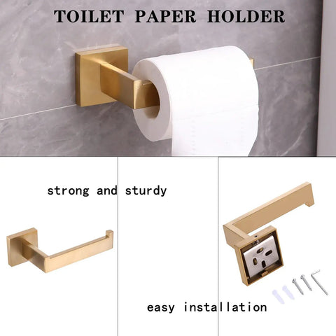 Brushed Gold Stainless Steel 5 Piece Bathroom Hardware Set With 22 Inch Towel Bar And Towel Rack Dope Upgrade For Your Bath Rustproof SUS 304 Accessories Kit toilet paper holder.